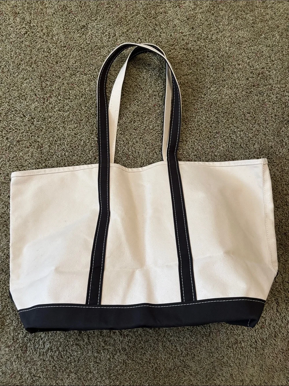 L.L. Bean 90s Vintage Boat and Tote XL Canvas Black Strap - Pristine Made in USA